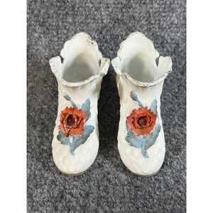 Vintage Norcrest Japan Porcelain Shoe Figurines Gold Gilt Flower J623 Pair